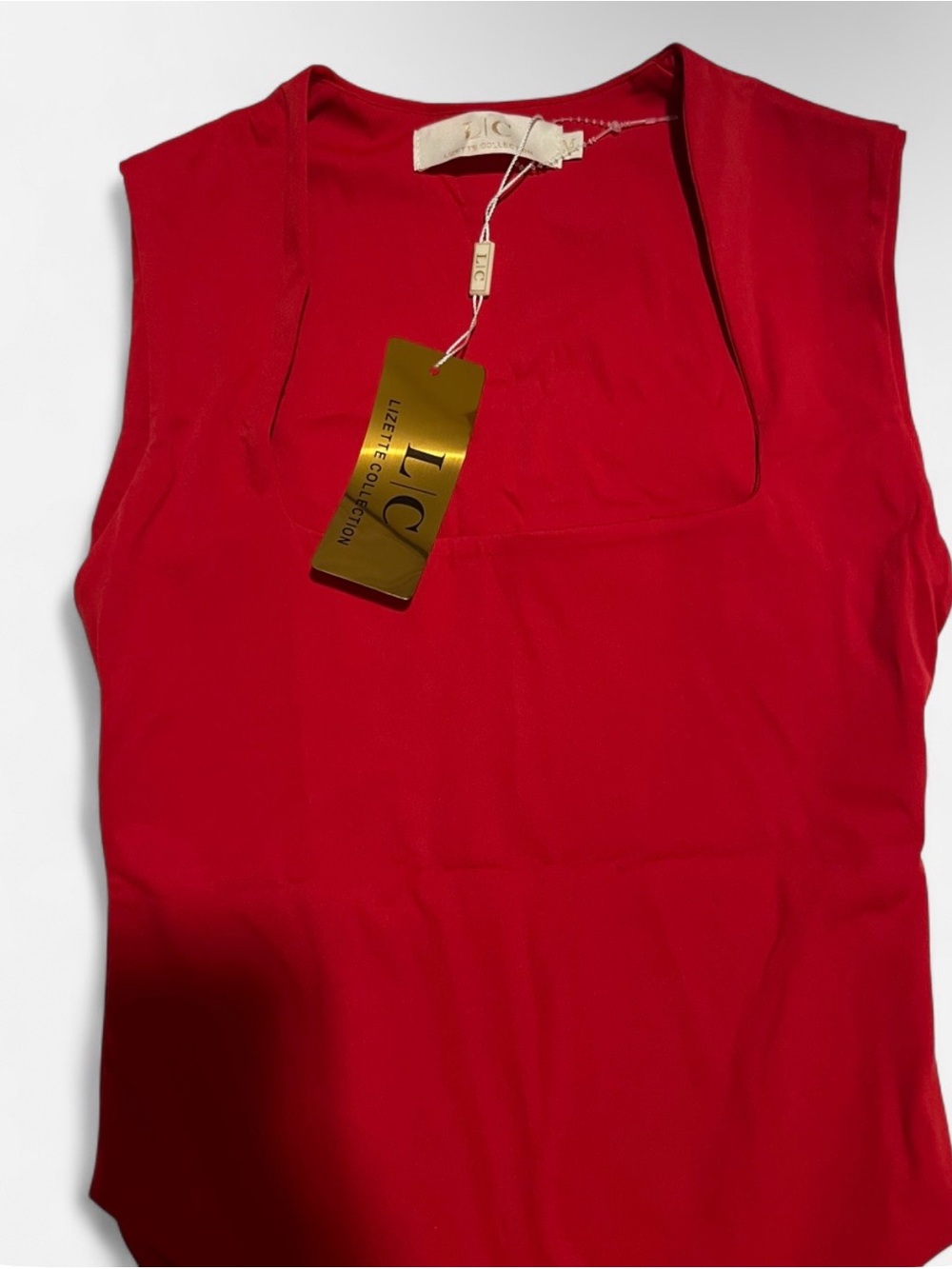Red Sleeveless Square-Neck Women's Top
